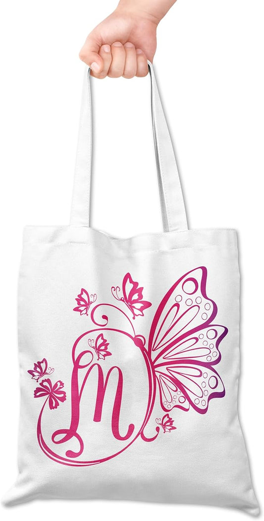 Grace Yonks Butterfly Monogram Canvas Tote Bags with The Letter