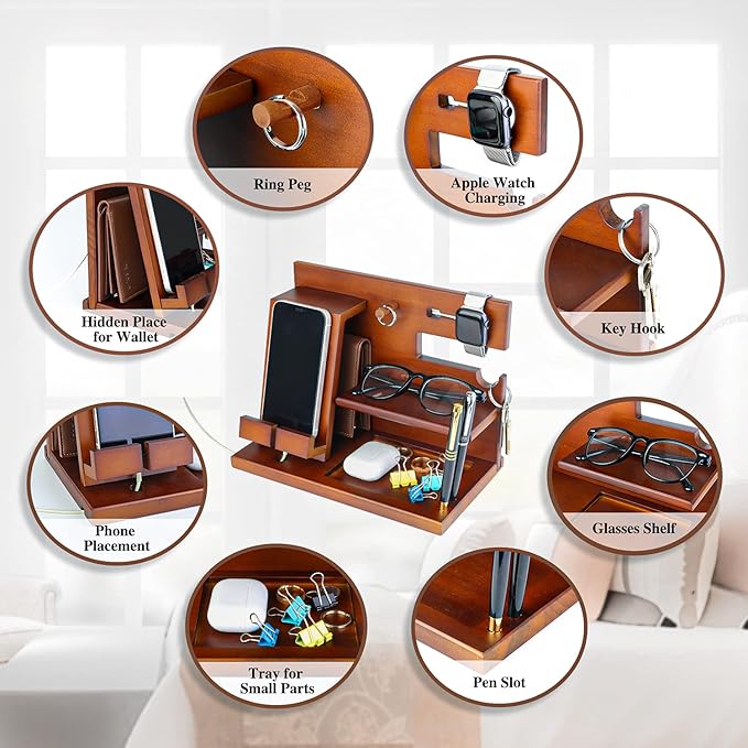 awofer Wooden Dad Docking Station Personalized Best Dad Gifts from Son Daughter Dads Birthday Ideas for Dad Bonus Dad Who Wants Nothing