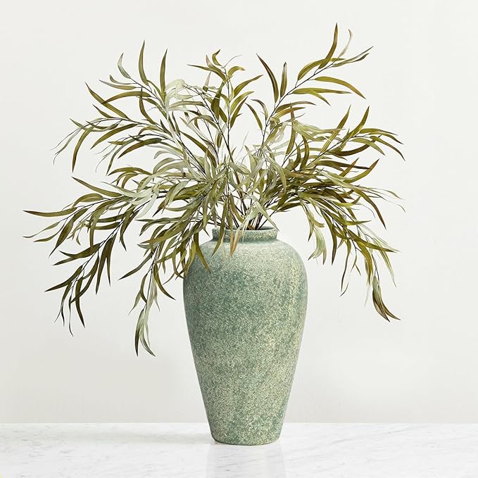 Ceramic Flower Vase Home Decor - 9.2 inch Large Farmhouse Table Vases, Rustic Decorative Vases for Kitchen Living Room Coffee Dining ShelfMantel Decoration