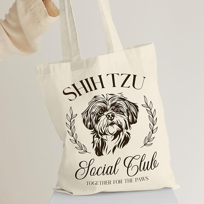 Dog Social Club Canvas Tote Bag, Travel & Daily Use, 16x14 Inch