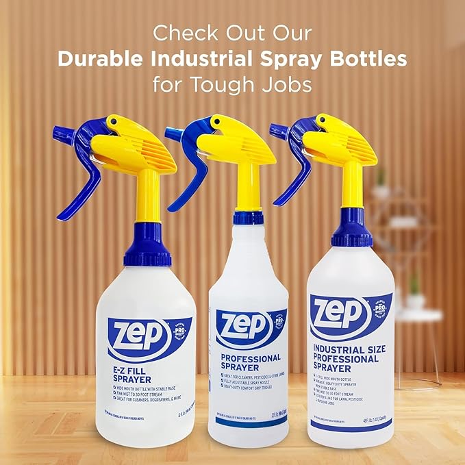 Zep Professional Sprayer Bottle – Fine Mist up to a 30-Foot Stream - (Case of 6) 32 oz.-Versatile Adjustable Nozzle Spray Bottles with a Fine Mist or Powerful Spray, Refillable for Diluted Concentrate
