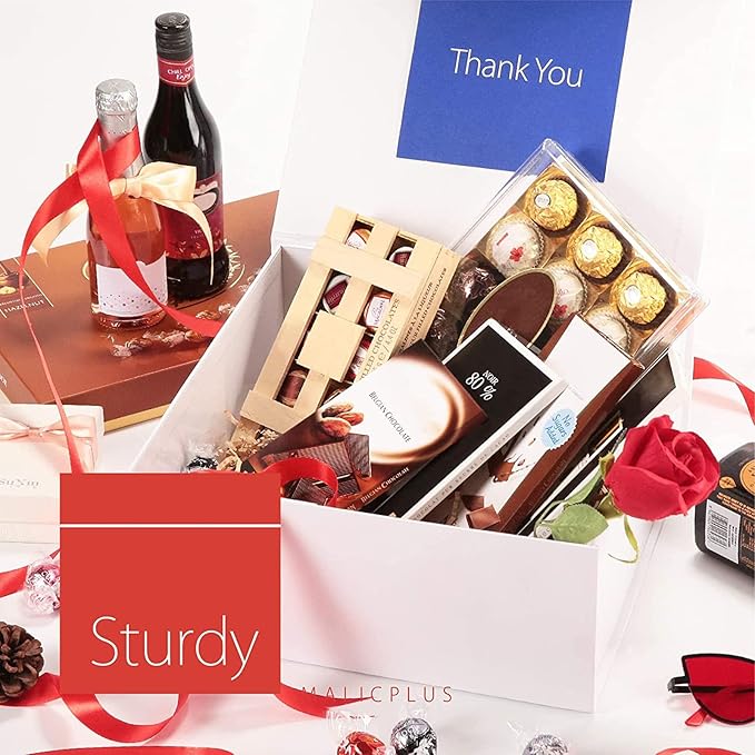 2 Extra Large Gift Boxes with Lids 11.3x11.3x4.8 Inches, White Bridesmaids Proposal Boxes with Magnetic Closure for All Occasion (Grass Texture)