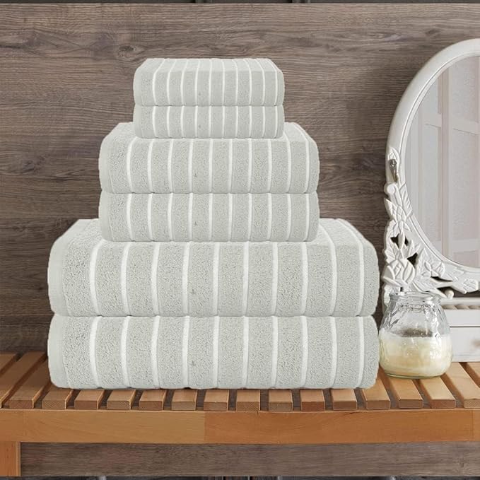 CASA COPENHAGEN Ecstatic 6 Pieces Towel Set- Grey Violet, 600 GSM 2 Bath Towel 2 Hand Towel 2 Washcloth, Designed in Denmark Made of Soft Egyptian Cotton for Bathroom, Kitchen & Shower