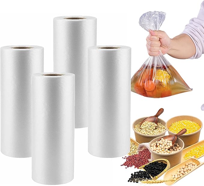 1400 Count 12 x 20 Inches Clear Plastic Produce Bags Roll, Clear Grocery Bag for Bread, Fruits, Vegetable, Kitchen, 350 Bags/Roll - 4 Rolls