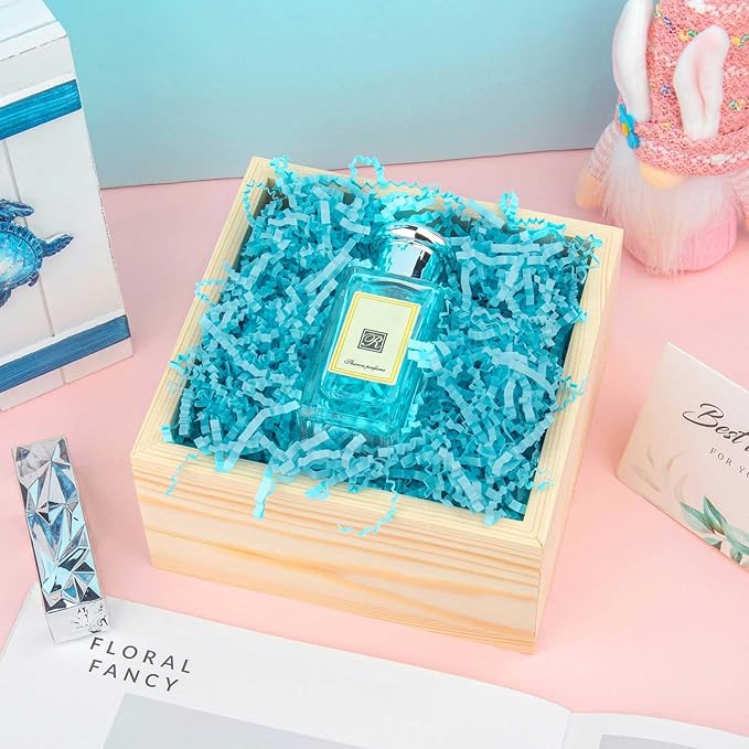 8.5oz Crinkle Paper Filler, Gift Baskets Gift Boxes Crafts Shredded Cut Paper Packaging Decorative Stuffing & Cushioning Confetti for Easter Birthday Wedding Party Favor Blue