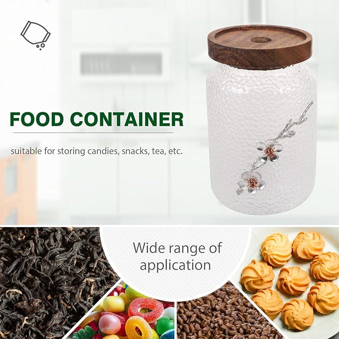 2pcs Glass Sealed Storage Jars with Removable Lids Airtight Food Canisters for Tea Cereals Spices Sugar Flour Pantry Organization