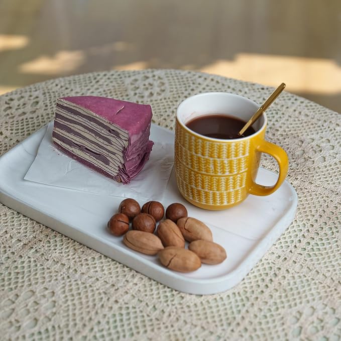 Natural Marble Tray | Luxury Bathroom & Kitchen Organizer | Non-Resin Stone Storage for Perfume, Jewelry, Cosmetics | Waterproof Non-Slip Home Decor,11.8"x7.8"x0.6"