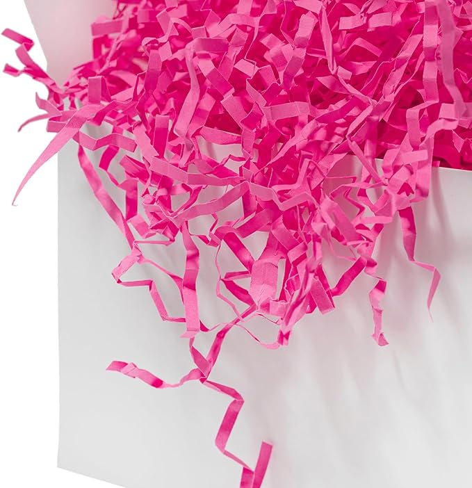 Mefleet 2 LB Crinkle Cut Paper Shred Filler Pink Crinkle Shredded Paper for Gift Box - Gift Basket Bag Filler - Grass Cushion Stuffing for Christmas Holiday Packaging Wrapping