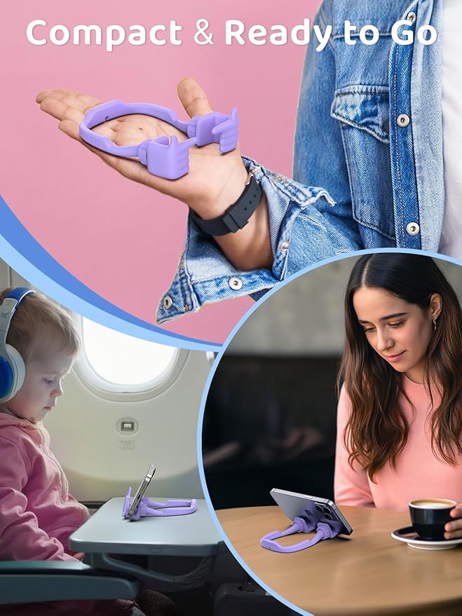 Stocking Stuffers for Teens Girls Boys Cell Phone Stand Patented Adjustable Shy Fingers Lazy Phone Holder for Desk Cool Gadgets Fun Gifts Ideas for Adults Women Gifts for Christmas (Purple)