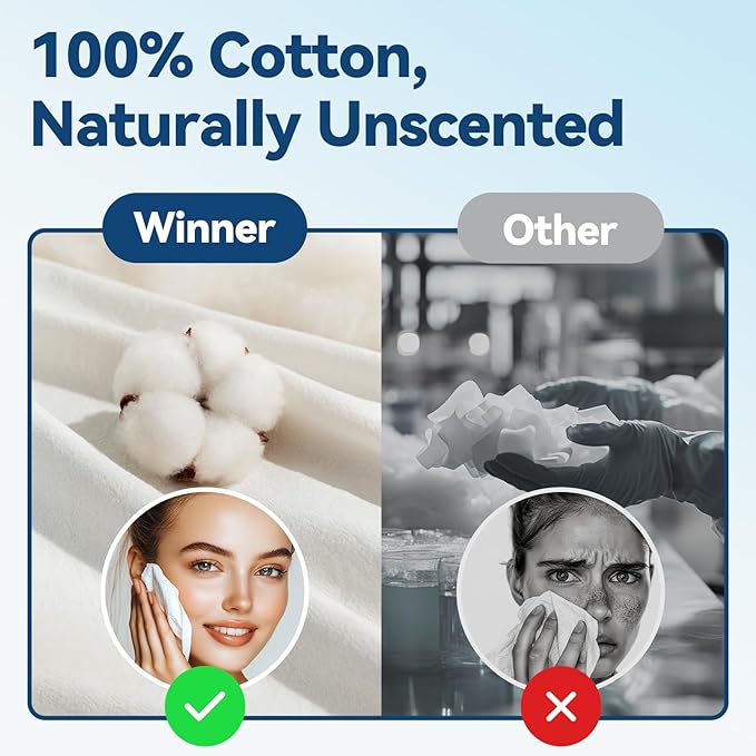 Winner Soft Face Towels, 100% USDA Biobased Facial Towels, 6 Packs per Case, 6 Bags per Pack (36 Bags Total)