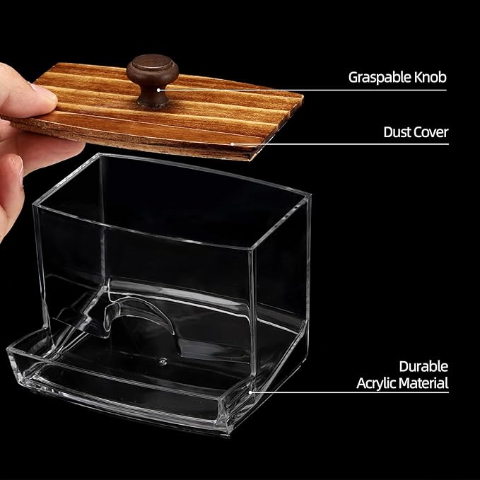 Tbestmax 10oz Qtip Holder Dispenser Big Clear Bathroom Container for Cotton Ball, Cotton Swabs, Floss - Bathroom Organizer Accessories for Storage