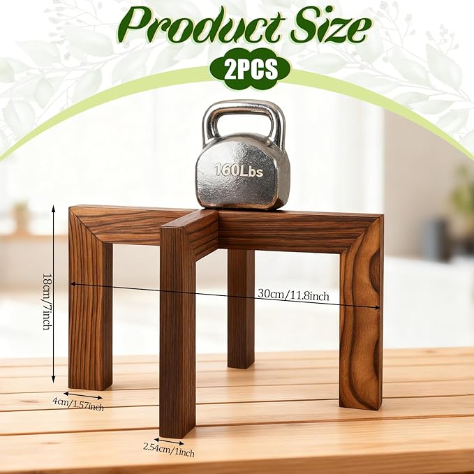 2 Pack Wood Plant Stand, Indoor Outdoor Sturdy Brown Flower Pot Holder Modern Plant Shelf Rattan Flower Plants Stool Elegant Home Decor for 5-18 Inch Pots Patio Variety Pots Easy Assembly