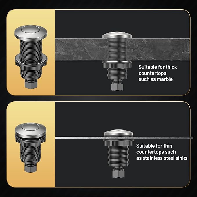 Garbage Disposal Air Switch Kit - Professional, UL Listed Wireless Sink Top Garbage Disposal Button, Stainless Steel/Black On/Off, Compatible with all garbage disposals