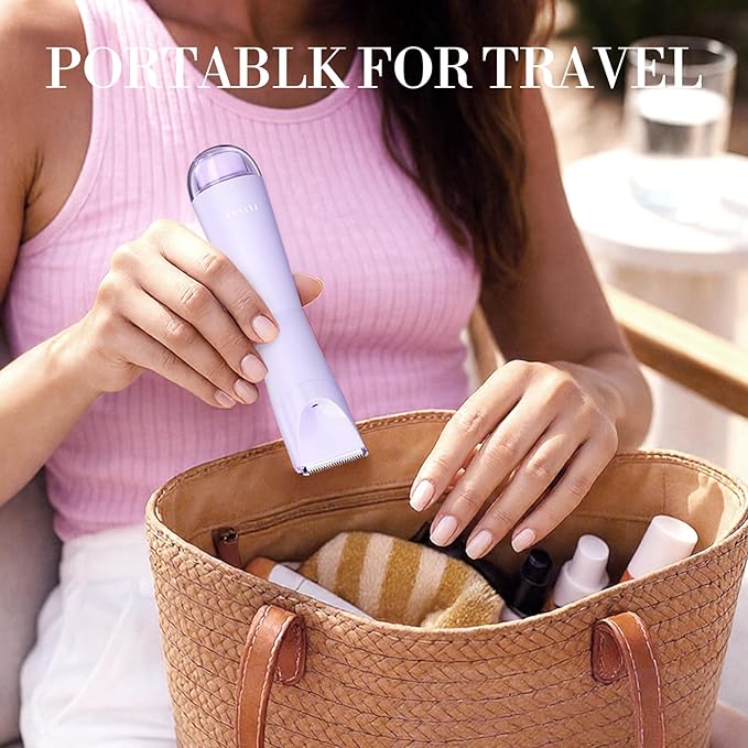 Bikini Trimmer for Women, 2 in 1 Electric Shaver for Women, Bikini RazorWaterproof IPX7 with LED, Pubic Hair Trimmer for Leg Arm Underarm Bikini Area, Christmas Gift Box - Lavender Dream Purple