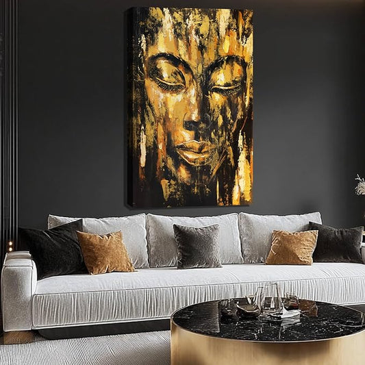 ZENPEE Black Large Wall Art, Gold Abstract Wall Art, Home Decorations for Living Room, Wall Decor for Bedroom Aesthetic, for Office, 32" x 48"