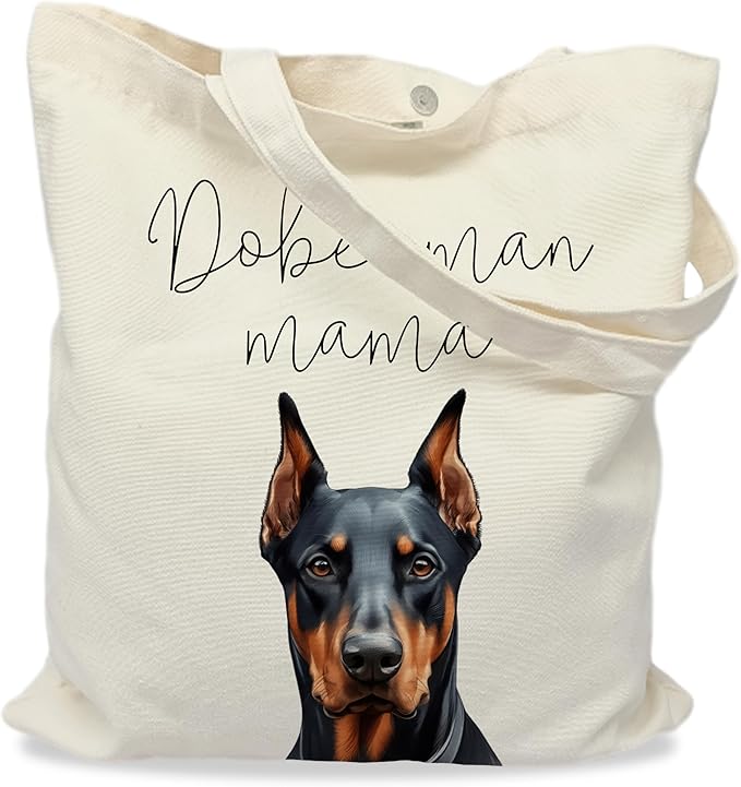 Dog Mama Tote Bag – Cute Dog Lover Canvas Bag, Reusable Shopping Shoulder Bag for Women, Pet Mom Gift,