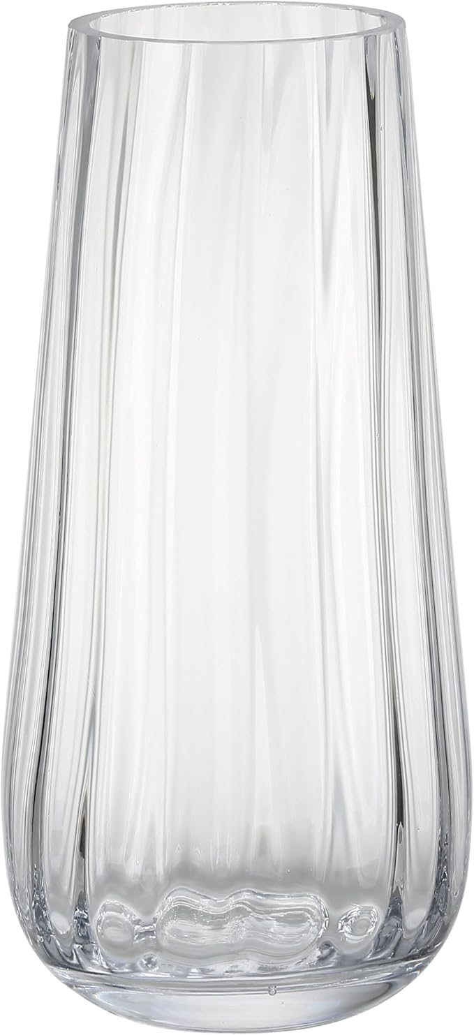 Modern Glass Vase Crystal Clear H-9.8" Cute Tall Flower Vases for Bouquet Farmhouse Home Office Decor Centerpieces(Clear)