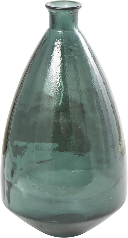 Deco 79 Recycled Glass Handmade Decorative Vase Spanish Centerpiece Vase, Flower Vase for Home Decoration 13" x 13" x 24", Blue