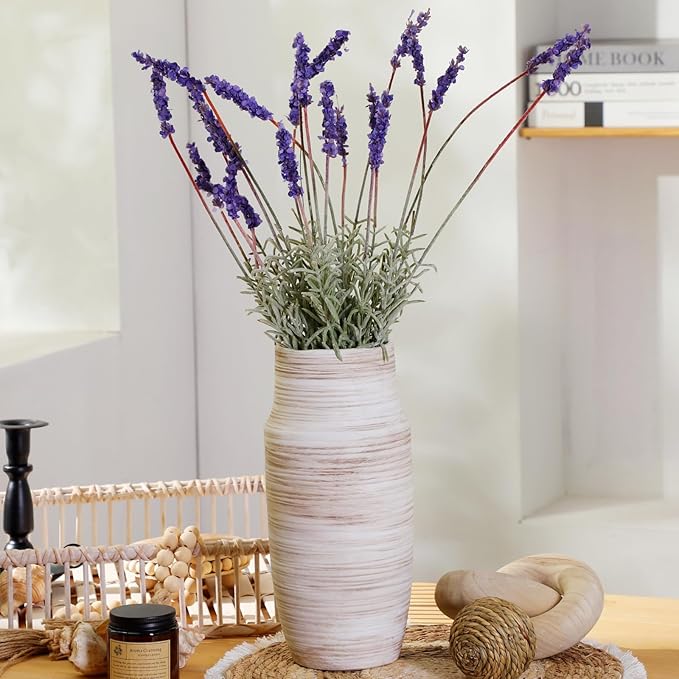 ALMA White Tall Vase for Floor, 18'' Extra Large Vase for Pampas Grass Dried Flower Bouquet, Big Ceramic Rustic Vases for Home Decor, Living Room Floor, Mantel Decoration