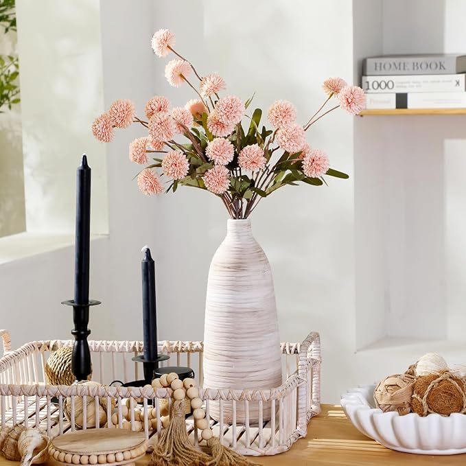 ALMA 2025 Updated 11 in Tall White Beige Vase for Boho Home Decor, Thin Ceramic Vase for Single Rose, Pampas Grass, Decorative Rustic Vase for Flowers, Dining Table Centerpieces,Table Top Decoration