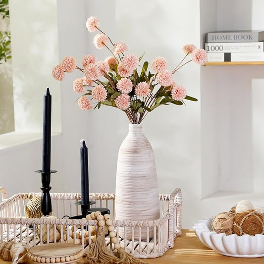 ALMA 2025 Updated 11 in Tall White Beige Vase for Boho Home Decor, Thin Ceramic Vase for Single Rose, Pampas Grass, Decorative Rustic Vase for Flowers, Dining Table Centerpieces,Table Top Decoration