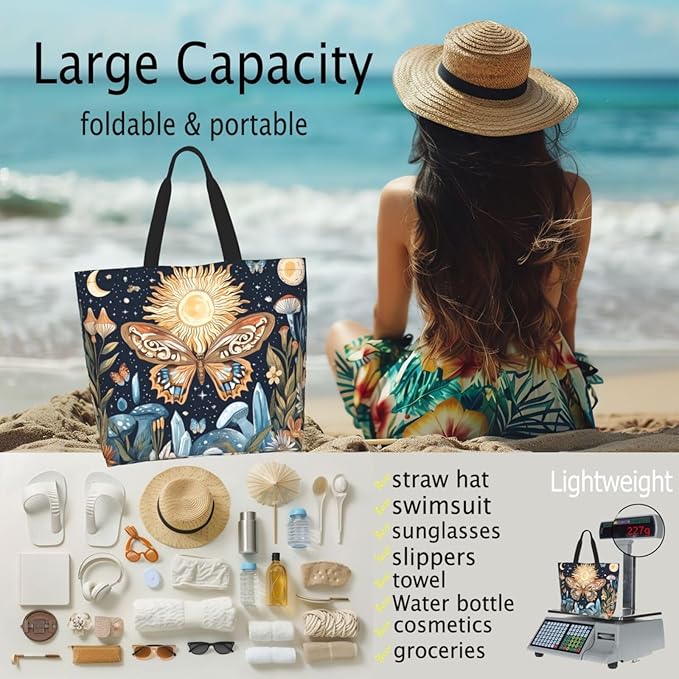 Tote Bag Shoulder Bags for Women Grocery Shopping Bag Reusable Bags Boho-Red Paisley 1