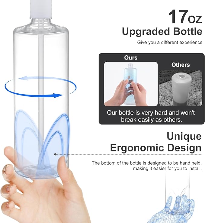 GAGALIFE Built in Sink Soap Dispenser or Lotion Dispenser for Kitchen Sink, Chrome ABS Pump Head, with 17 Ounce Large PET Soap Bottle