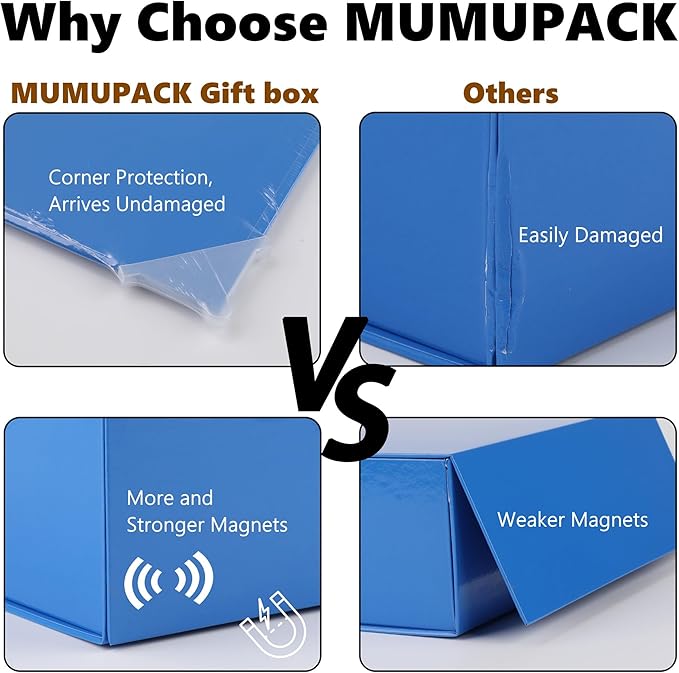 Blue Gift Box,19x16x6 Extra Large Gift Boxes With Lids For Presents Includes Ribbon And Diy Printable Sticker Paper,Bridesmaid Proposal Box,Magnetic Gift Box For Birthday,Wedding,Graduation