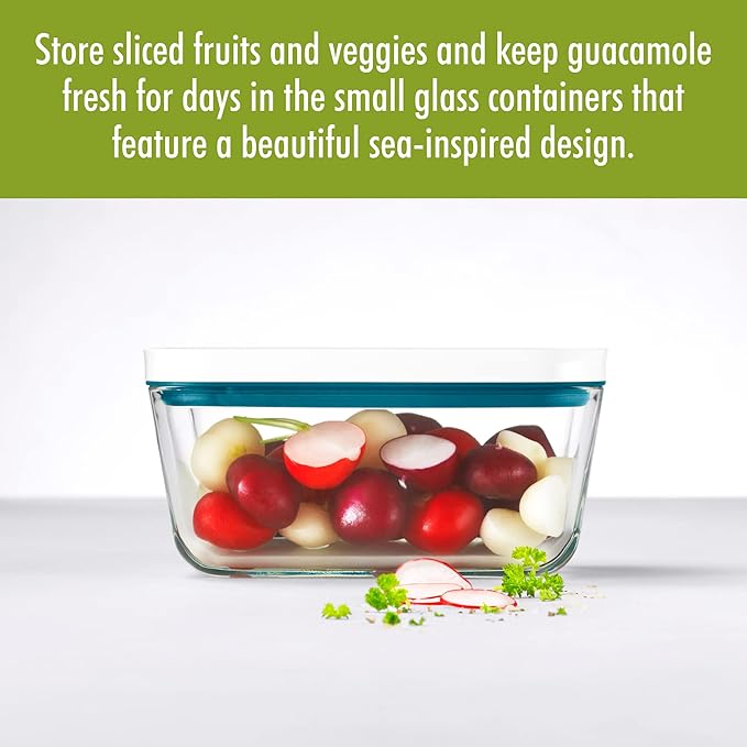 ZWILLING Fresh & Save Airtight Glass Food Storage Containers with Lids, Meal Prep Containers, Medium, La Mer