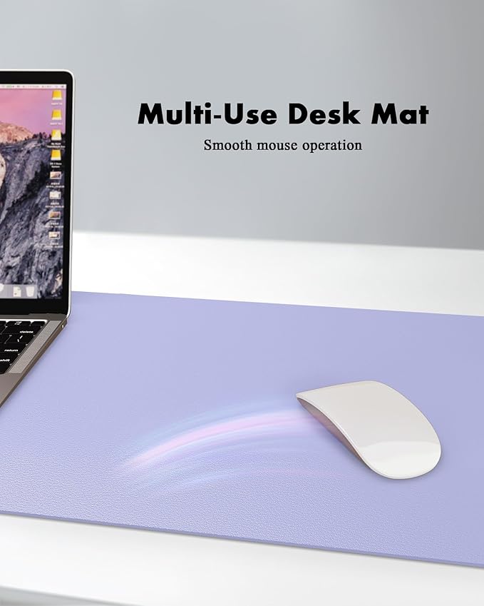 YSAGi Double-Sided Desk Pad, Leather Desk Mat, Eco Cork Desk Pad Protector, Large Mouse Pad for Desk, Waterproof Desk Blotter Pad, Desk Writing Pad for Office Work/Home (Purple+Cork, 47.2" x 23.6")