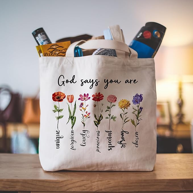 Aesthetic Canvas Bible Tote Bag for Women, Bible Tote Bag for Shopping Grocery Beach