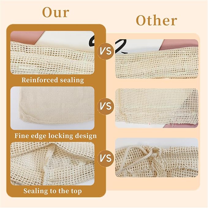 16 Pack Reusable Produce Bags, Mesh Vegetable Grocery Bag Washable, 100% Cotton Drawstring Net Storage Bags for Refrigerator, Shopping, Veggies and Fruits, Beach, Transporting, Durable, (4XL,4L,4M,4S)