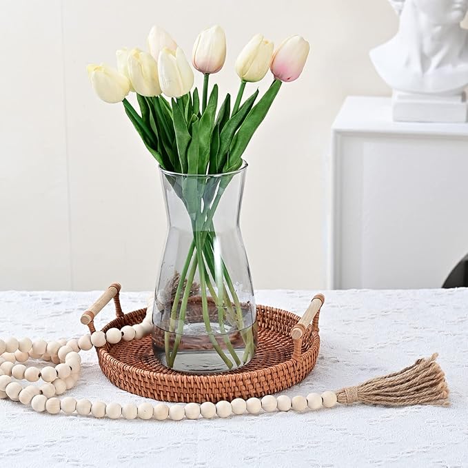 Glass Vases for Flowers, 8 Inch Tall Ins Modern Gray Crystal Clear Glass Vases for Centerpieces Home Desk Decoration, Decorative Glass Table Vase for Birthday Wedding Housewarming Gift