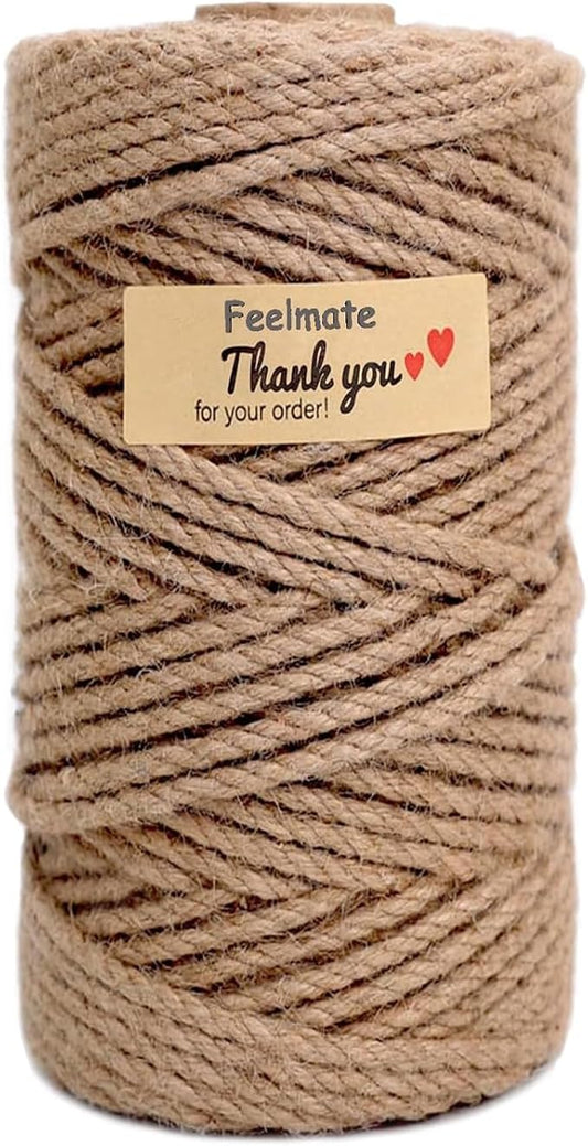 4mm Jute Rope 164Feet Burlap Twine Natural Thick Strong Hemp Cord for Arts Crafts DIY Decoration Gift Wrapping.
