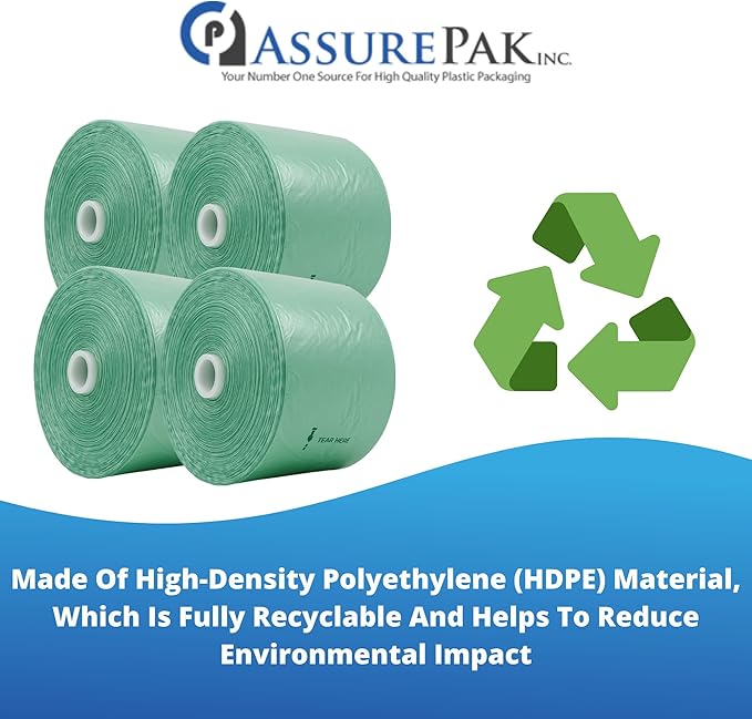 Narrow Profile Produce Bags Roll Green - 1900 Bags - 16"x28" – 4 Rolls - 8 Microns – for Grocery, Small Business, Produce Use, Food & Storage Needs, Garden Fresh, Narrow Profile, Kitchen Use