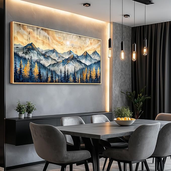 QIYILEXWART Canvas Wall Art For Living Room Large Wall Decor For Office Bedroom Decorations Mountain Landscape Pictures Farmhouse Painting Artwork Room Wall Mural Aesthetic Home Decor 30x60 In