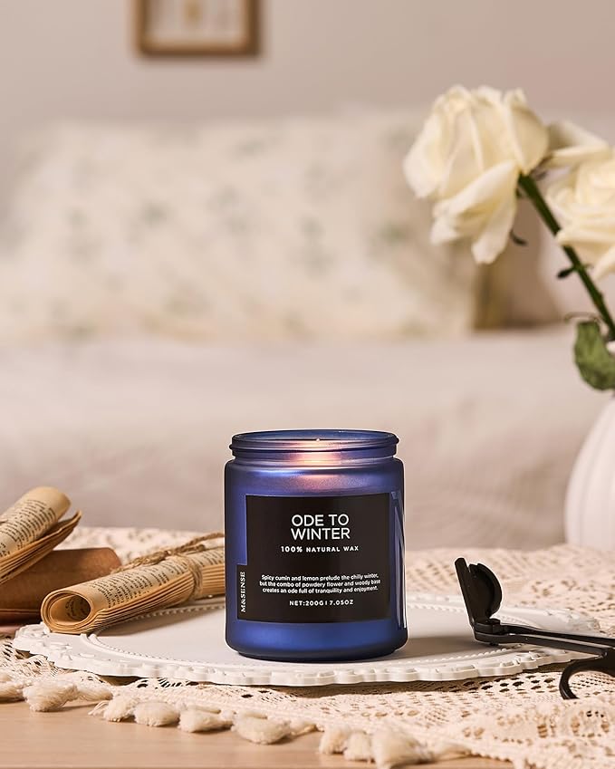 M&SENSE Ode to Winter Scented Candle for Home Natural Soy Wax Non Toxic Cotton Wick Winter Scent, 7.05oz Up to 50 Hours Burn Time Gifts for Christmas Holiday