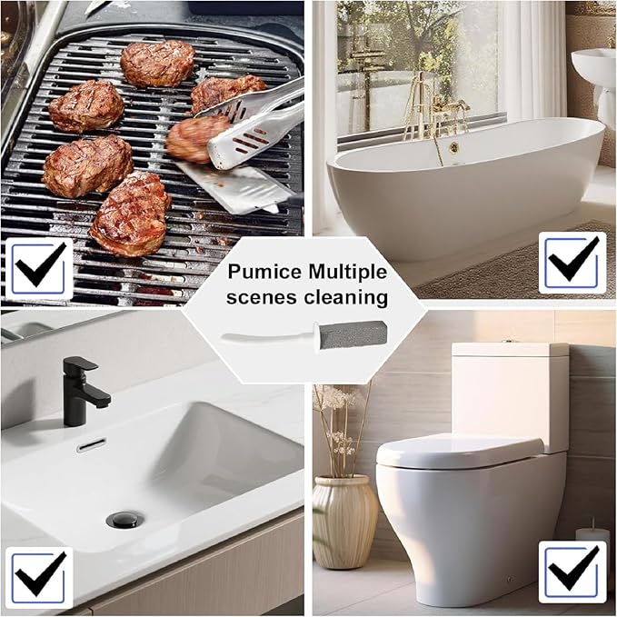 Toilet Pumice Stone for Cleaning, Toilet Bowl Pumice Stone, Extra Long Handle Toilet Bowl Cleaners for Removing Hard Stain Lime. Ideal for Toilet Bathroom Sink Grill Pool(2 Pack White)