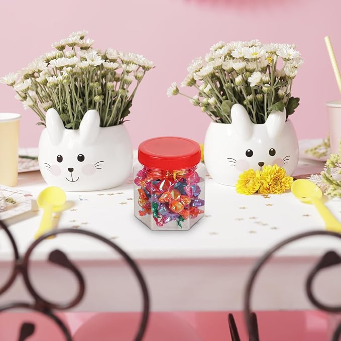 5pcs Airtight Hexagonal Storage Canisters with Lids Dry Food Jars for Kitchen Pantry Cereals Nuts Preservation Transparent Plastic Containers