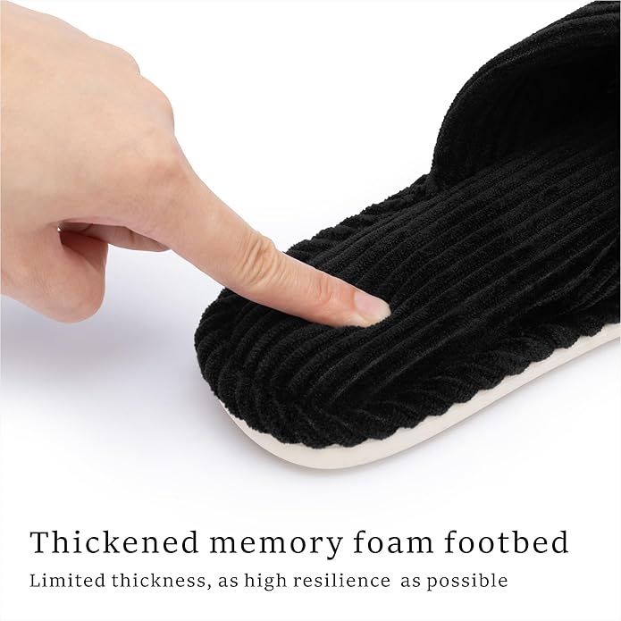 Chantomoo Slippers for Women Memory Foam House Womens Slipper Slides Home Bedroom Bathroom Spa Open Toe Corduroy Bow Slippers Cozy Comfortable