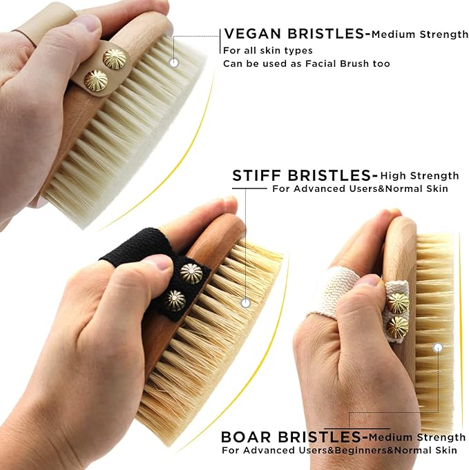 ICANdOIT Dry Brushing Body Brush-Boar Bristles Dry Skin Brush,Exfoliating Massage Brush for Cellulite and Lymphatic,Improve Circulation,Stop Ingrown Hairs,Reduce Acne,Soften Skin