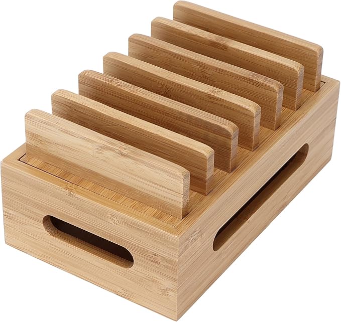 MAVIS LAVEN Phone Dock, Wooden Organizer Stand for Tablet and Smartphone, Aesthetic Design, for Home Office and Bedroom Use