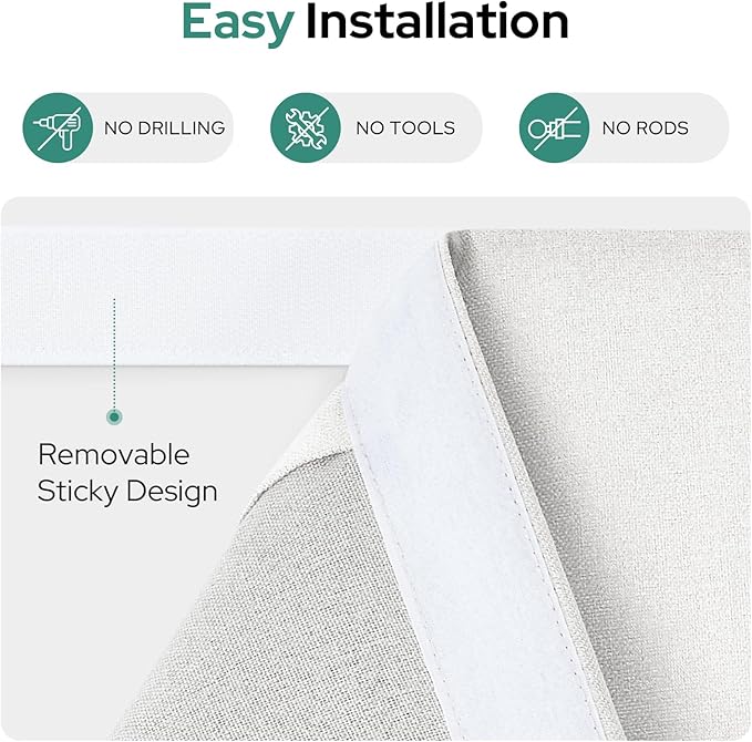 HOMEIDEAS 100% Linen Blackout Sidelight Curtains for Front Door, Side Door Window Curtains, Small Window,Thermal Insulated Covering, 1 Panel, W12 X L40 Inch, White