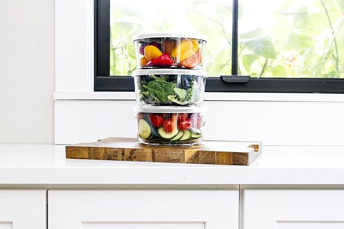 DURA LIVING 6-Piece Glass Food Storage Containers Set (3 Containers + 3 BPA-Free Lids) | 4-Cup, Leakproof | Microwave, Freezer, Oven & Dishwasher Safe | Ideal for Meal Prep & Pantry Organization