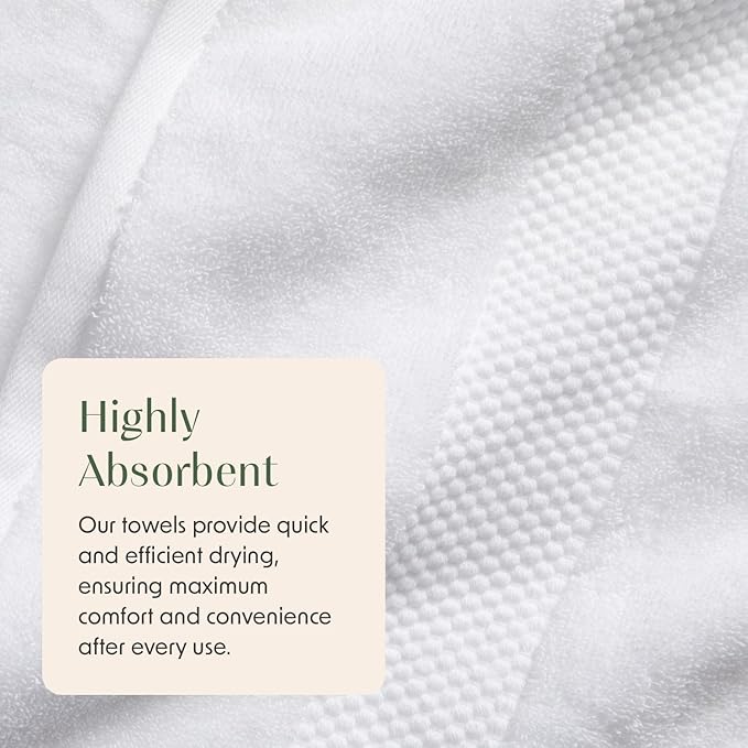 Springtree Home White Bath Towels Set of 4 | Classic Hotel Bath Towels | 100% Combed Cotton | Absorbent Quick-Dry Towels for Bathroom | Oeko-TEX® Standard 100 Cotton | Cynewski Collection - White