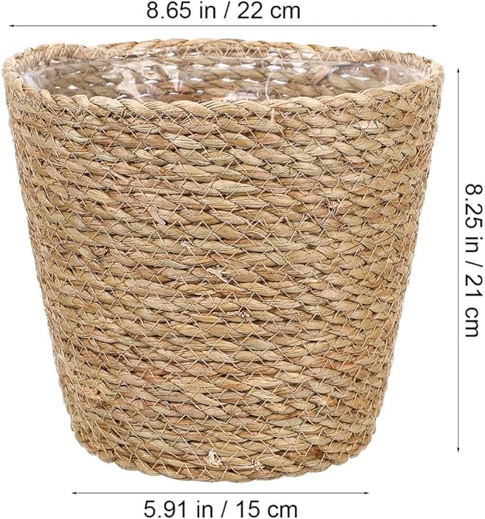 Hemoton Wicker Plant Flower Basket Seagrass Woven Pot Decorative Indoor Planter Versatile Home Storage
