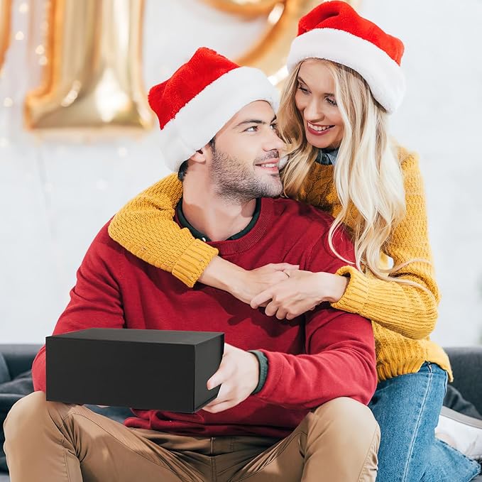 Ditwis 9x6x4 Inches Gift Box with Magnetic Closure Lid, Black Magnetic Box for Wedding, Groomsmen Bridesmaid Proposal, Birthdays, Mother's Day, 1 Pack