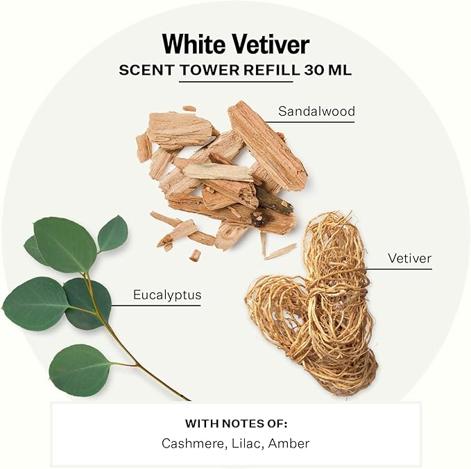 Apotheke Scent Tower Aromatherapy Diffuser & White Vetiver Essential Oil Diffuser Refill Bundle
