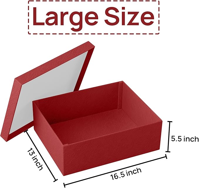 JOYIT Red Gift Box 16.5''x13''x5.5'' - Large Gift Boxes with Lid for Presents Packaging, Birthday, Christmas, Wedding, Anniversary, Big Gift Box with Ribbon, Shred Filler, Card, Wax Seal (Red)