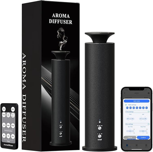 Waterless Diffuser Machine Scent Air Machine Covers 1800 Sq Ft for Home Diffusers Essential Oil Diffusers Studio Scent Diffuser Large Room Fragrance App Remote Control Capacity 3.5 Oz Black Knight